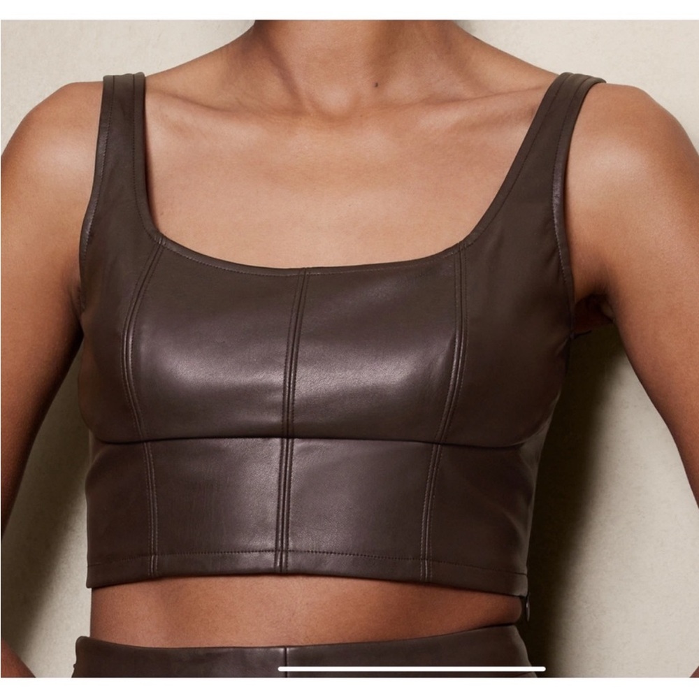 Banana Republic Cropped Vegan Leather Bustier in Brown